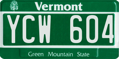 VT license plate YCW604