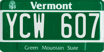 VT license plate YCW607