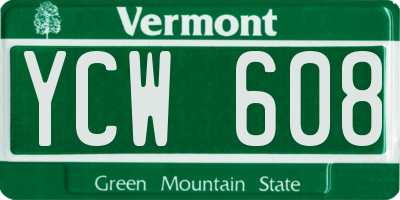 VT license plate YCW608