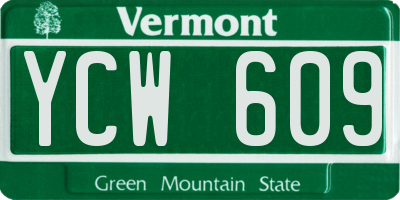VT license plate YCW609