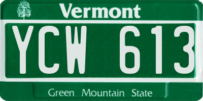 VT license plate YCW613