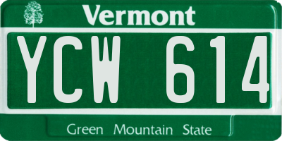 VT license plate YCW614