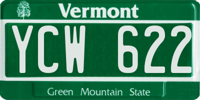 VT license plate YCW622