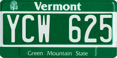 VT license plate YCW625