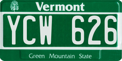 VT license plate YCW626