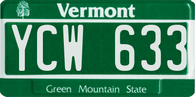 VT license plate YCW633