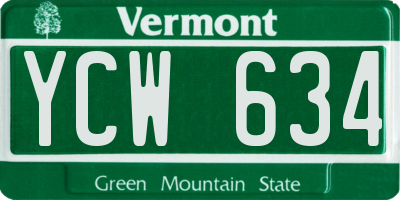 VT license plate YCW634