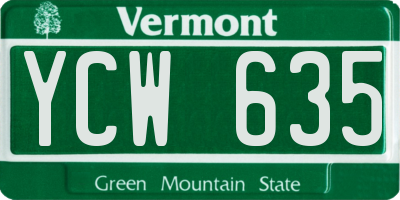 VT license plate YCW635
