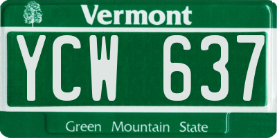 VT license plate YCW637