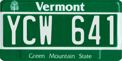 VT license plate YCW641
