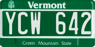 VT license plate YCW642
