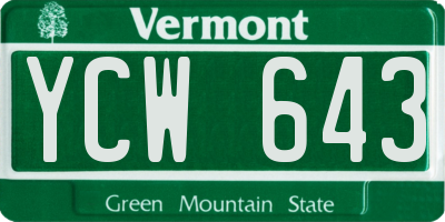 VT license plate YCW643