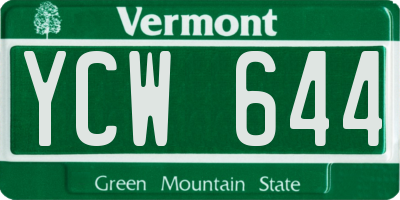 VT license plate YCW644