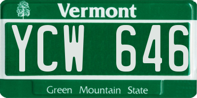 VT license plate YCW646