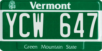 VT license plate YCW647