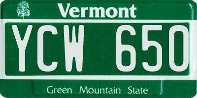 VT license plate YCW650