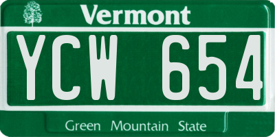 VT license plate YCW654