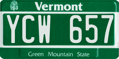VT license plate YCW657
