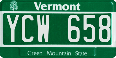 VT license plate YCW658