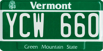 VT license plate YCW660
