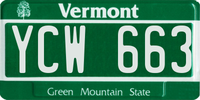 VT license plate YCW663