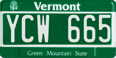 VT license plate YCW665