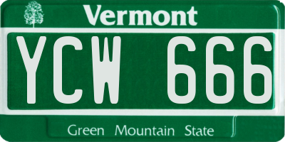 VT license plate YCW666