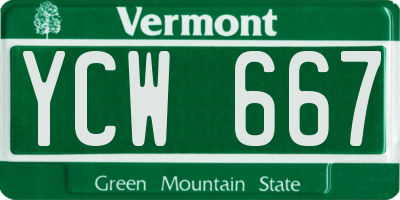 VT license plate YCW667