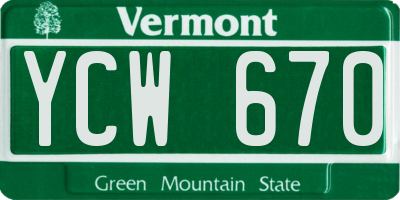 VT license plate YCW670
