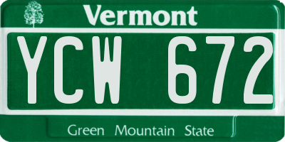 VT license plate YCW672