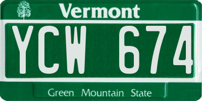 VT license plate YCW674