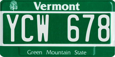 VT license plate YCW678