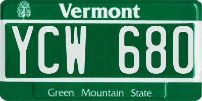 VT license plate YCW680