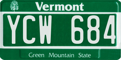 VT license plate YCW684