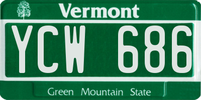 VT license plate YCW686