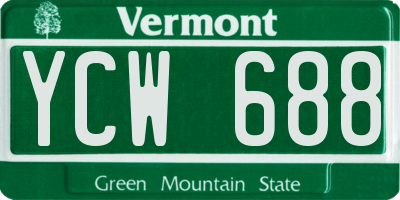 VT license plate YCW688