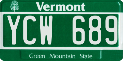 VT license plate YCW689