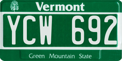 VT license plate YCW692