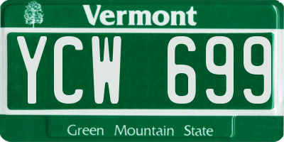 VT license plate YCW699