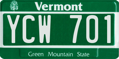 VT license plate YCW701