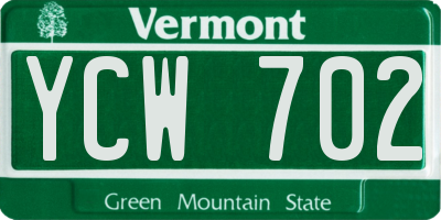 VT license plate YCW702