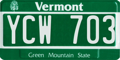 VT license plate YCW703