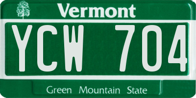 VT license plate YCW704