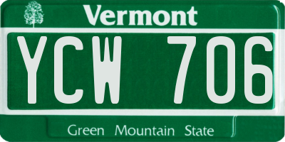 VT license plate YCW706