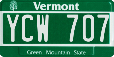 VT license plate YCW707