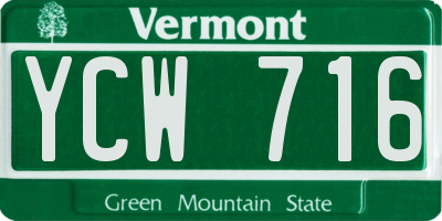 VT license plate YCW716