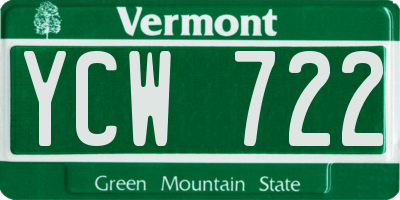 VT license plate YCW722