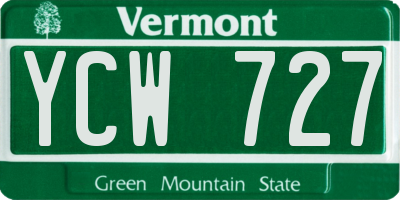 VT license plate YCW727