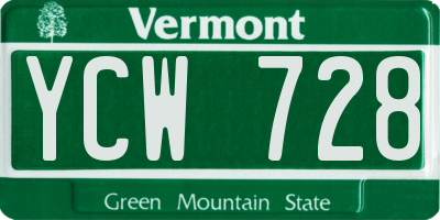 VT license plate YCW728