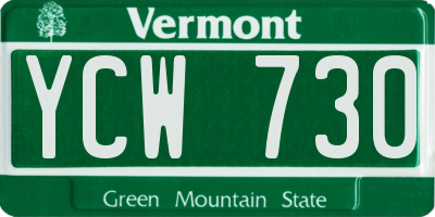 VT license plate YCW730